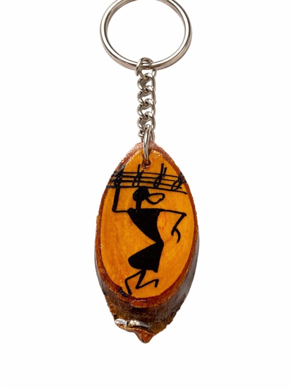 Vintage Wood Art Keychain Southwest Tribal Design Resin Coated Unique - Picture 3 of 4